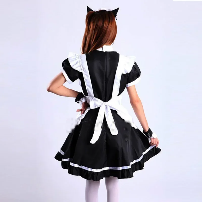 Vrouwen Kat Oor Meid Outfit Lolita Jurken Falbala Schort Jurk Cosplay Kostuum