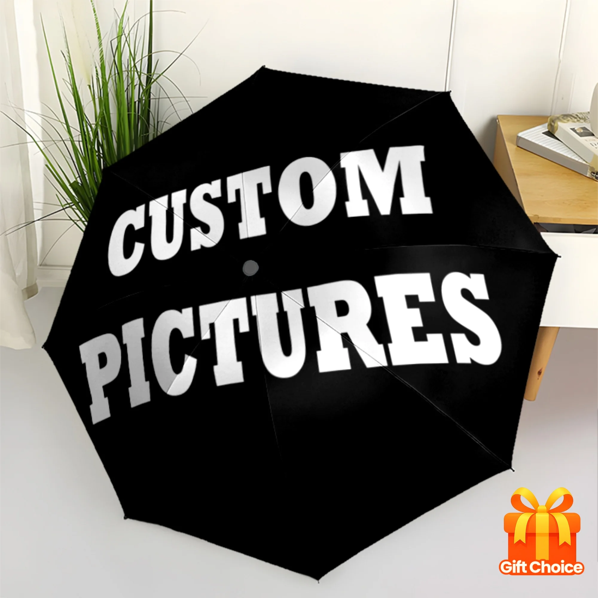 Guarda-chuva Personalizado com Impressão de Imagem, Guarda-chuva Dobrável Automático, Tipo à Prova de Vento, Guarda-chuva Diário para Chuva e Sol