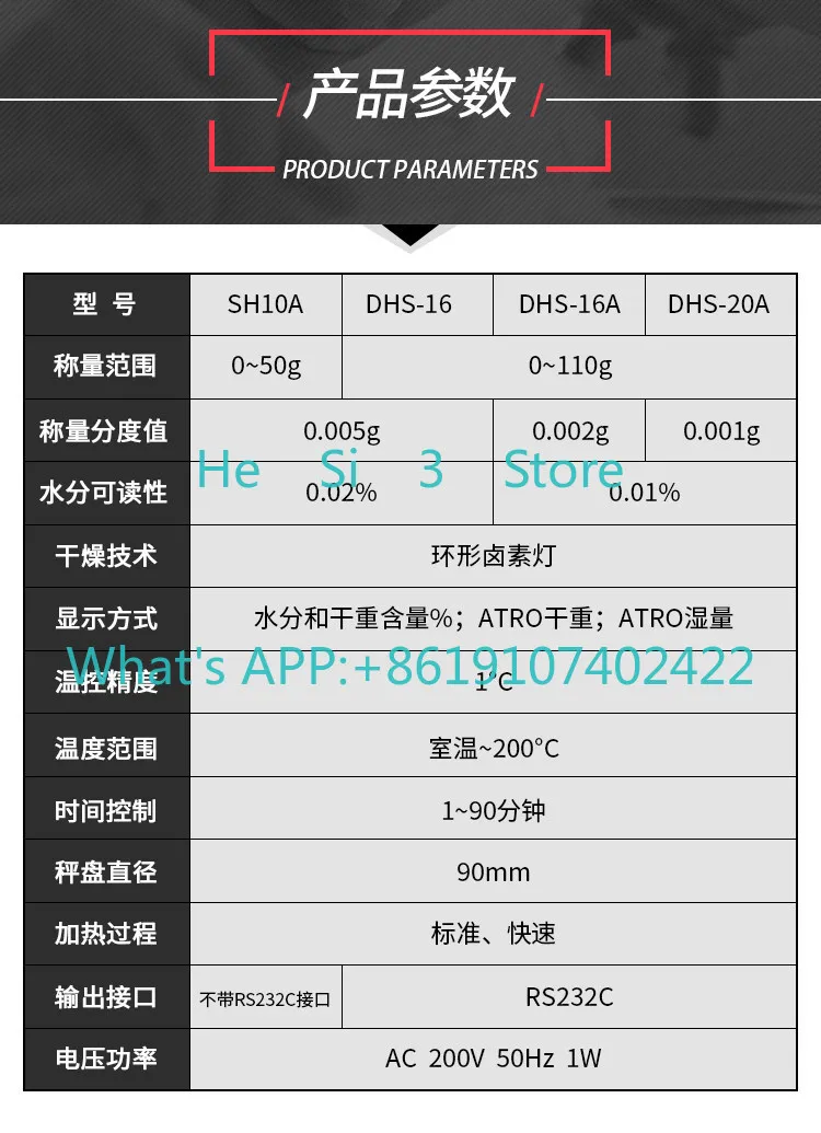 SH10A/DHS-16 Electronic Halogen Rapid Moisture Meter Moisture Measurement
