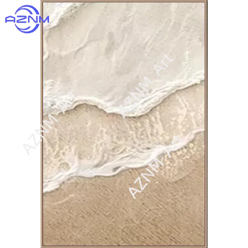 1/3Pcs Textured Beige Coastal Wall Art Beach Wave Painting on Canvas Neutral Ocean Art Modern Sand Sea Seascape room Art view 5