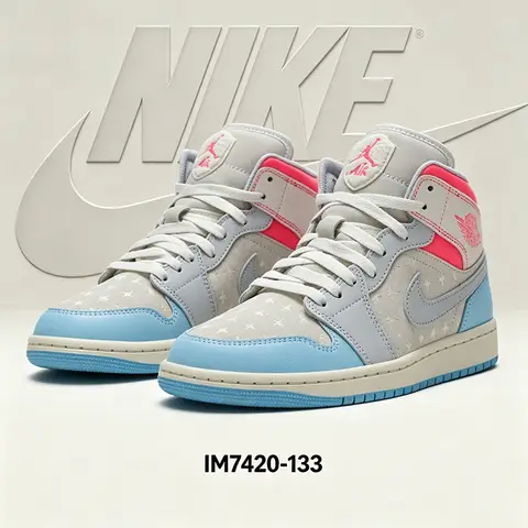 Nike Women's New Style Sports Shoes - Air Jordan 1 Mid-Calf Basketball Sneakers Flat Shoes IM7420-133