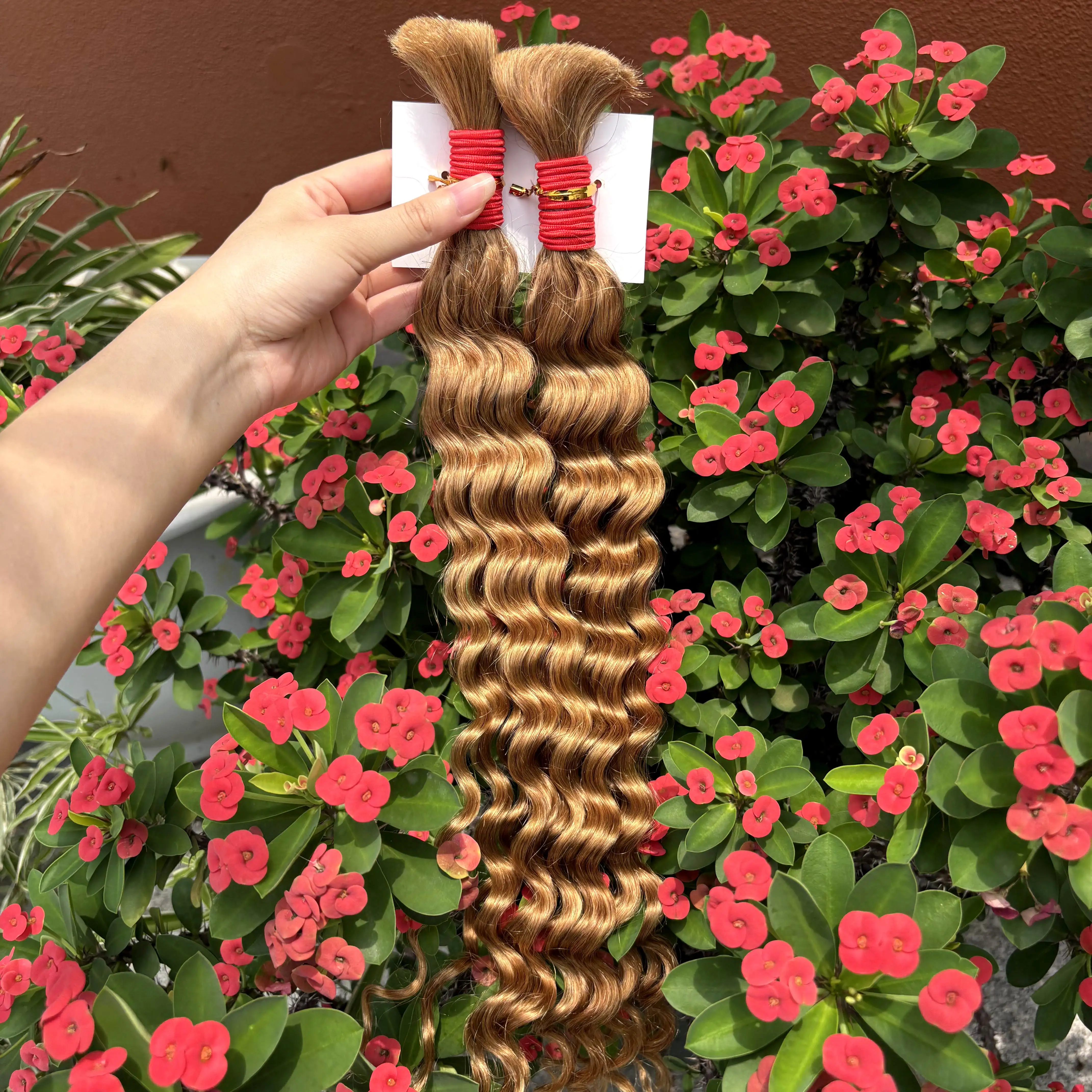 22 24 Zoll tief gewelltes Echthaar für Boho-Zöpfe, kein Schuss, gefärbt, 100 % 12A Echthaar, lockige Bulk-Extensions zum Flechten – Detail 8