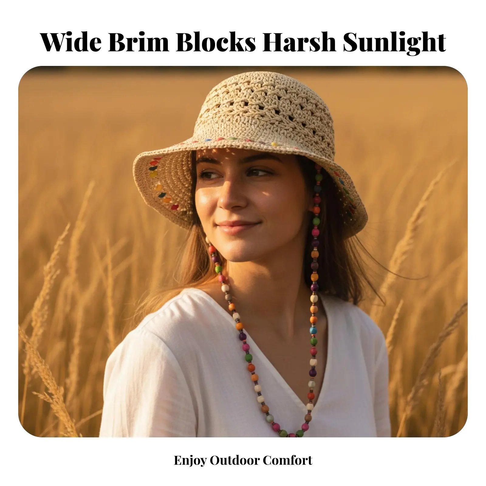 

Wide Brim Outdoor Hat, Foldable, Hollow Vented, Sun Protection, Autumn, Tan