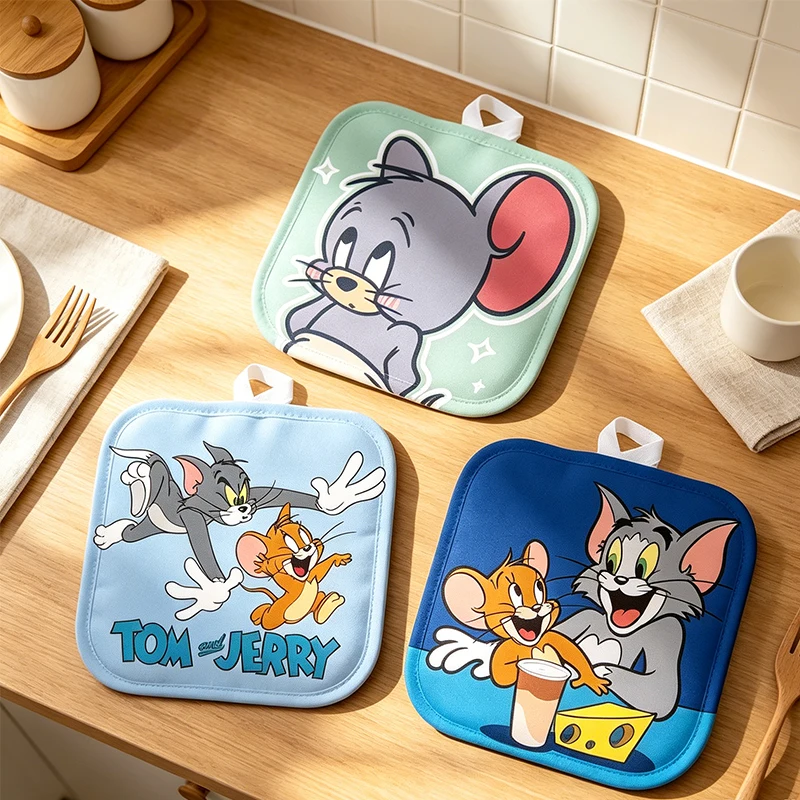 Tom and Jerry Pot Holder Thermal Sublimation Square Hot Pad Cartoon Non-Slip Heat Resistant Kitchen Oven Pad for Cooking Baking