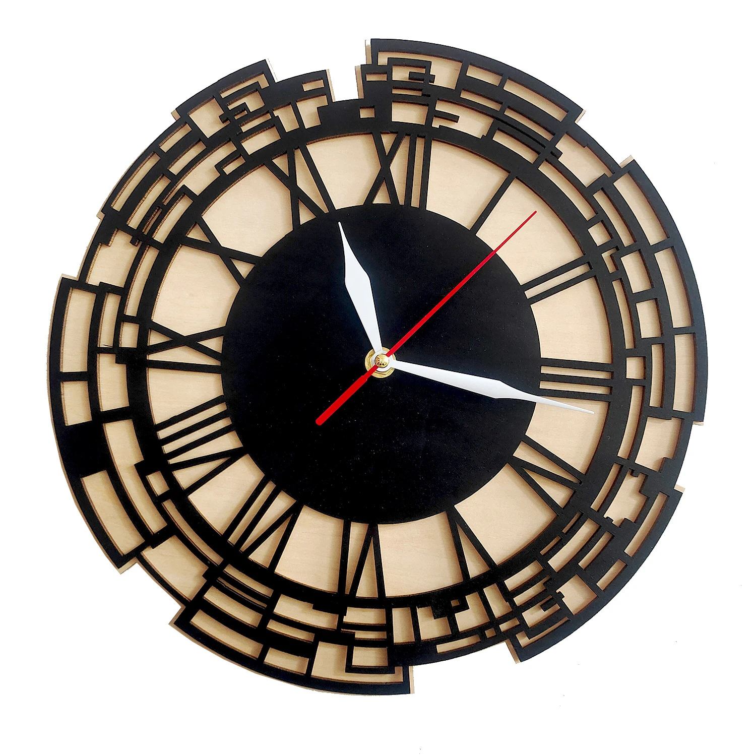 Venezia Black Unique Silent Non Ticking Wall Clock For Bedroom Modern Design Minimalist Art Wall Clock Rustic Home Decor Watch