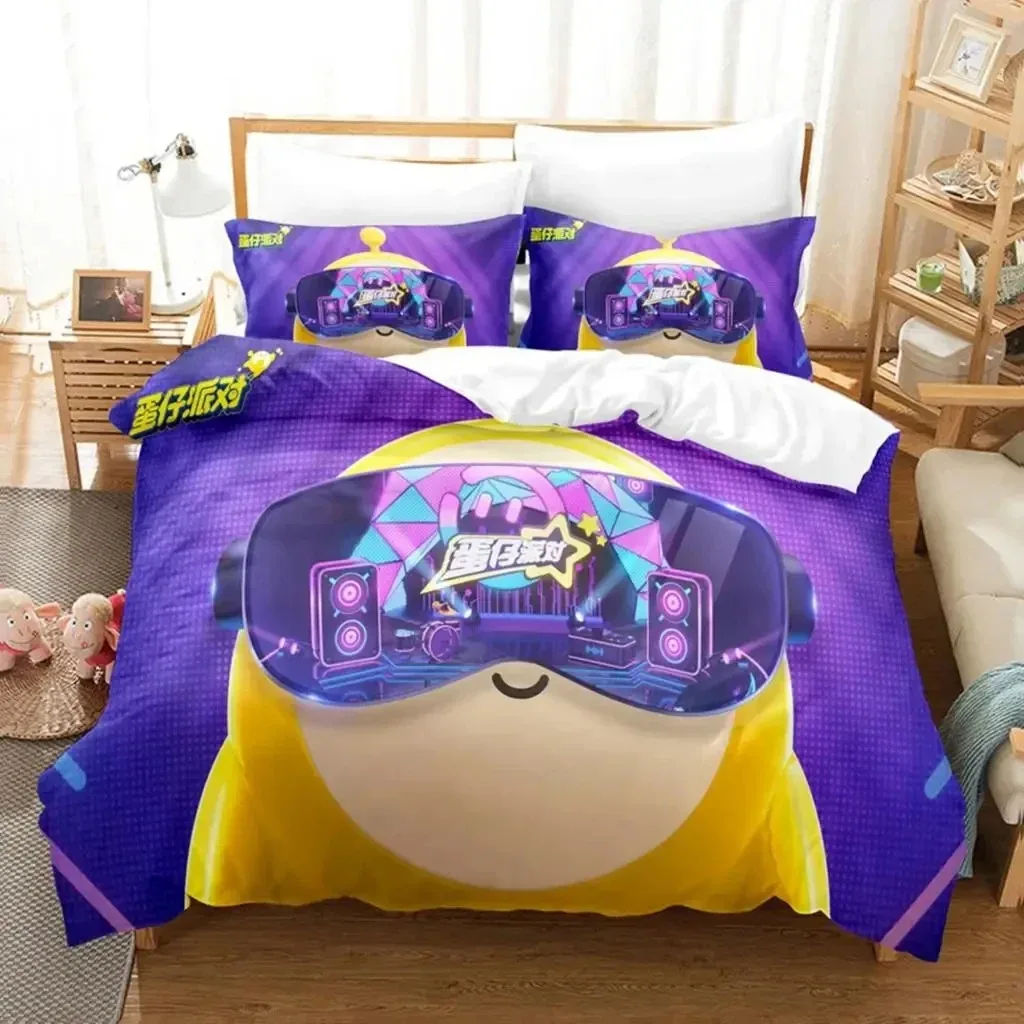

Cartoon Eggy Party Game Bedding Set Boys Girls Twin Queen Size Duvet Cover Pillowcase Bed Kids Adult Fashion Home Textileextile