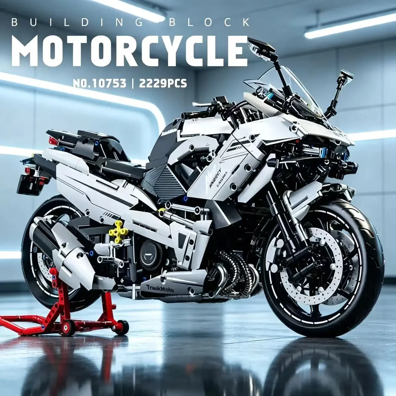 New in-stock Electroplated Silver H5 Motorcycle Model Consists of 2229 Interlocking Blocks and Is Suitable As A Holiday Gift.