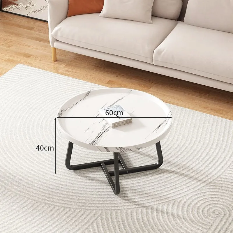 Nordic Light Luxury Tea Table Multi-functional Modern Simple Living Room Home Small Apartment Round Table Home Placement Design