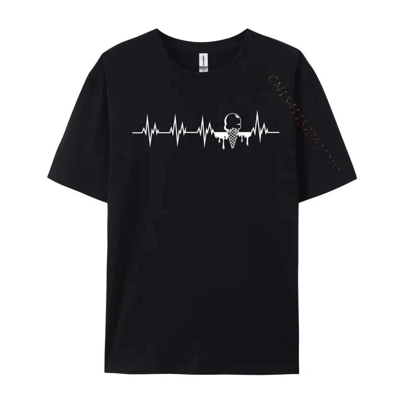 

Ice Cream Heartbeat Tops T Shirt Normal Sweatshirts Valentine Day 2024 Hot Sale Geek Cotton Round Collar Male T Shirt Geek