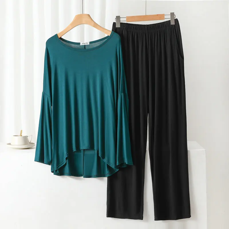 Ladies Night Wear Modal Long Sleeved Pajamas For Women Spring Autumn Home Suit Loose Trousers Two-Piece Set Pijamas Para Mujer