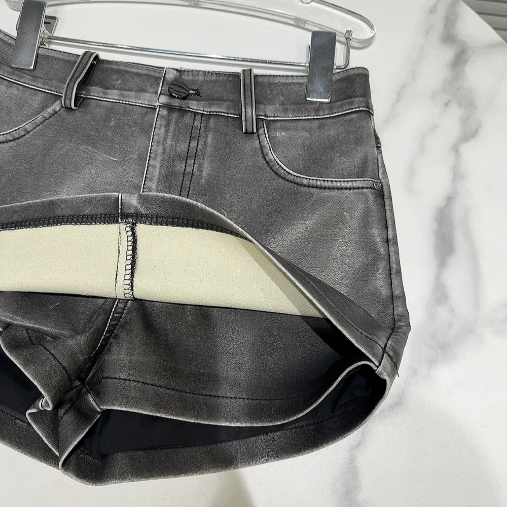 レトロなウェイドレザーの女性用スカート、アメリカンスタイルのトレンディなミモレ丈Aラインスカート、スタンドフィット、デイリーウェア、2025年冬