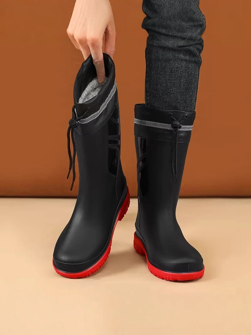 Men's High-Top Work Rain Boots Anti-Slip Outdoor Fishing Takeout Delivery Rider Special Spring Autumn PU Leather Rubber Sole