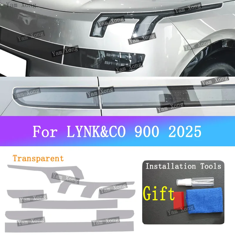 Car Pillar Film Front Lamp Black Anti-Scratch Sticker For LYNK&CO 900 Exterior Headlight Tail Crop Transparent Protective Film
