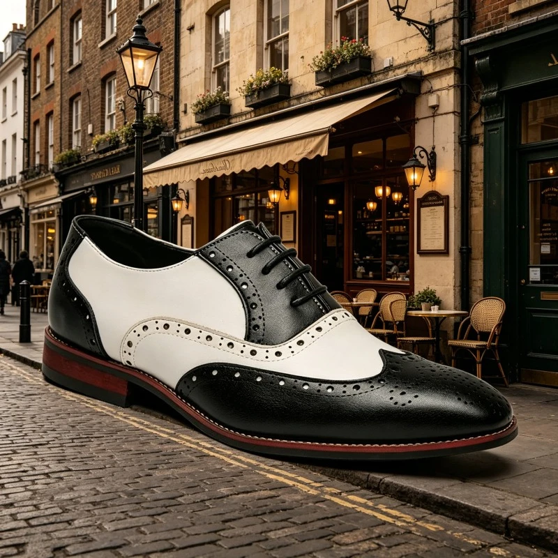 British Style Men's Brogue Leather Shoes Pointed Toe Lace Up Business Formal Dress Shoes for Men Flat Leather Casual Shoes