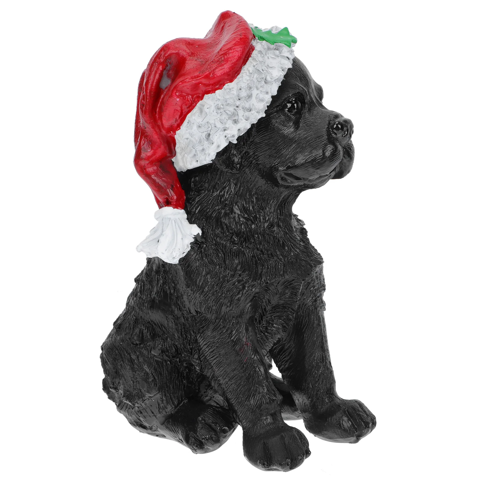 

Christmas Hat Dog Ornament Resin Statue Puppy Model Toy Craft Adornment Xmas Decor Household Car Bedroom Desk Gardening Supplies
