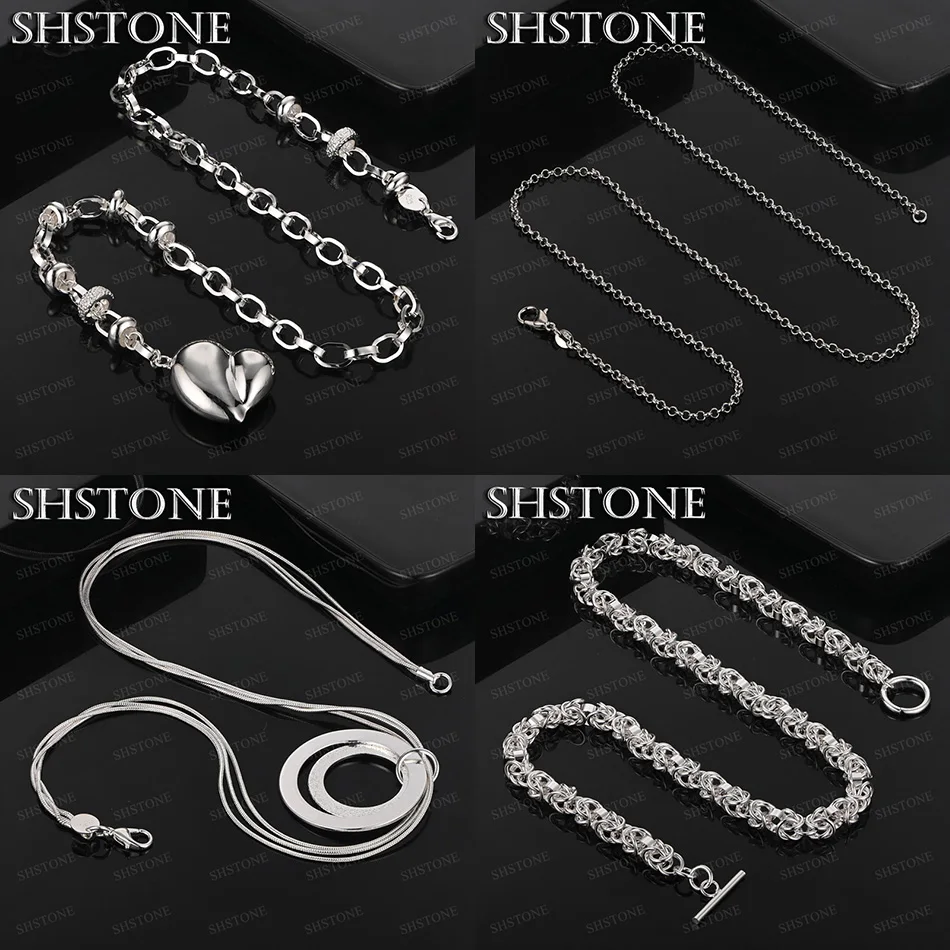 

18 Inches 925 Sterling Silver Heart O Chain Snake Chain Keel Chain Necklace Women Engagement Party New Fine Jewelry Accessories