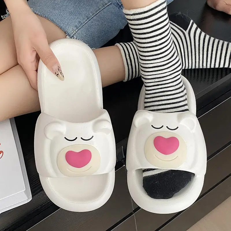 Kawaii Lotso Slippers Cartoon Summer Eva Student Dormitory Wear Non-Slip Soft Bottom Versatile Slippers Women\'s Bathroom Sandals