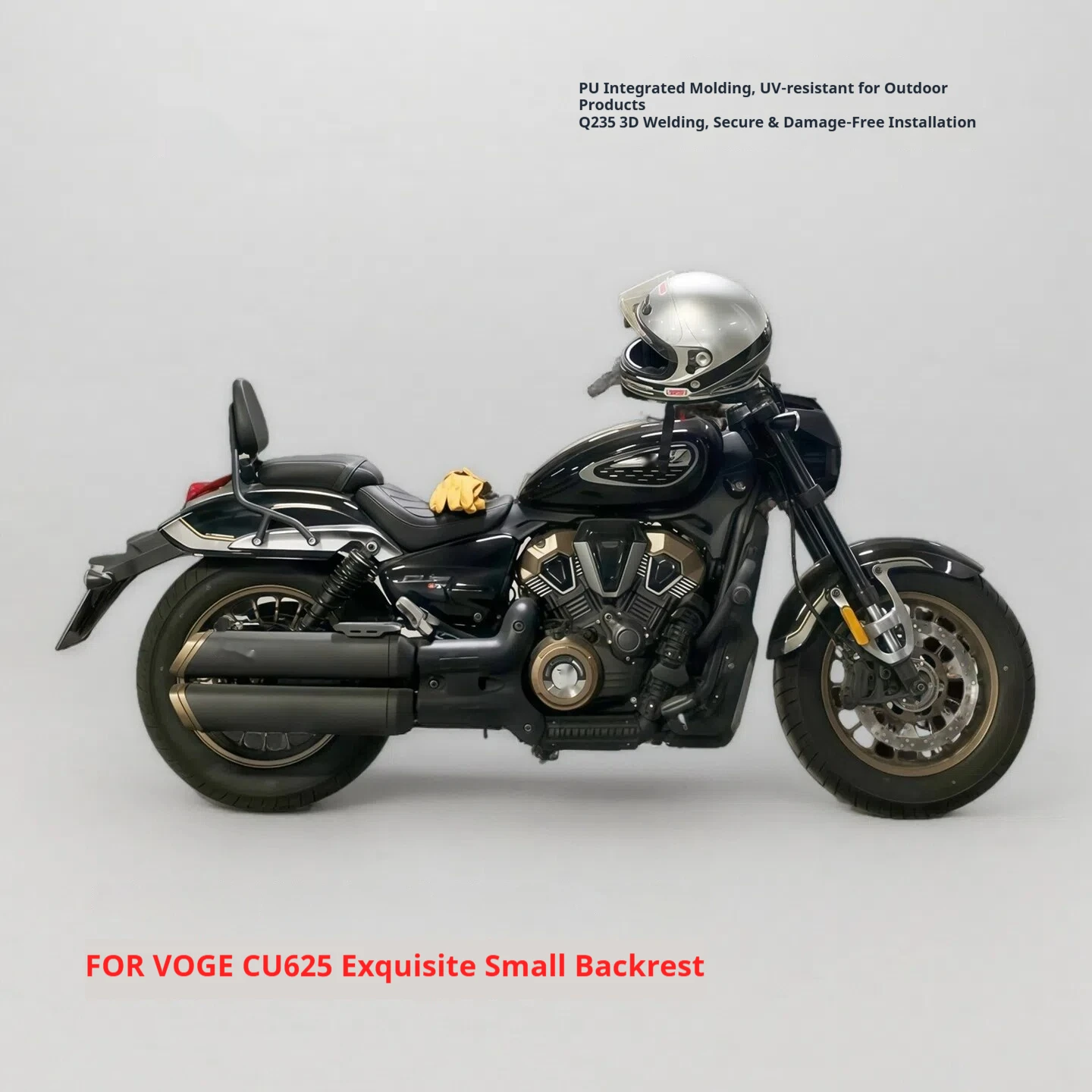 For Voge CU625 Compact Backrest Foldable Passenger Support PU One-Piece No-Drill Accesorios Moto