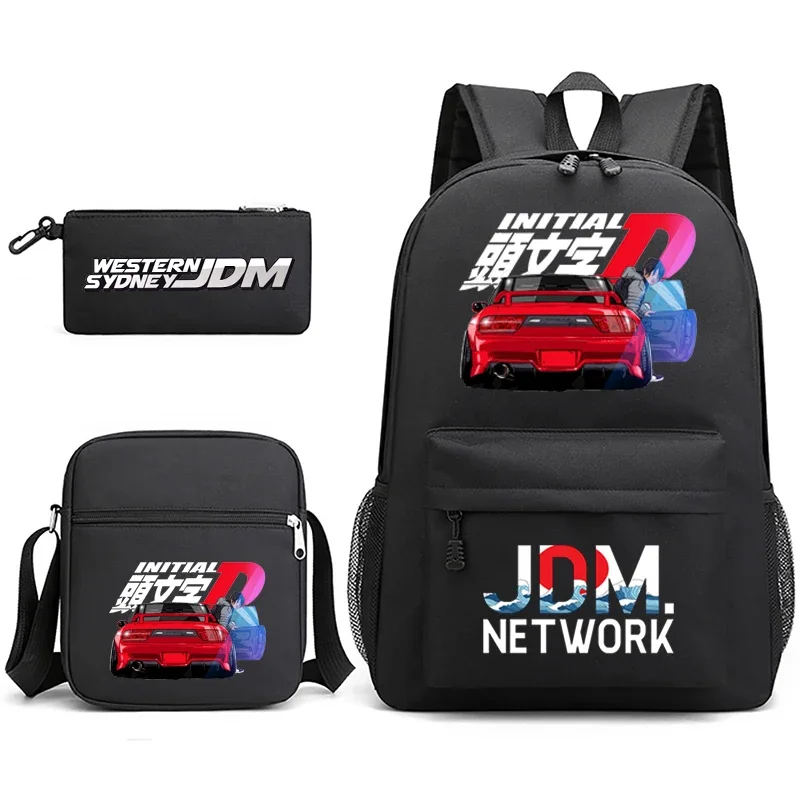 Fashion JDM anime backpack print men\'s laptop bag with pencil bag teen daily backpack