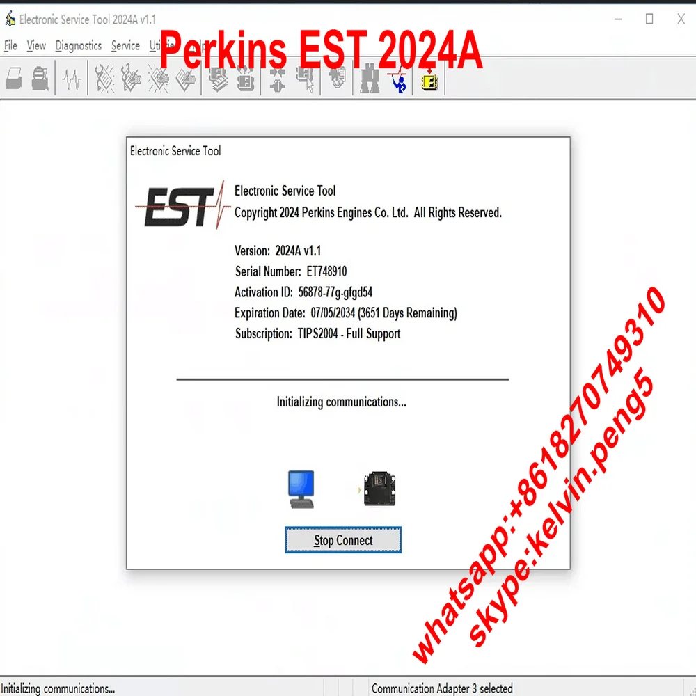 Software de diagnóstico de herramienta de servicio electrónico Perkins EST, función completa 2024A, activación de una pc