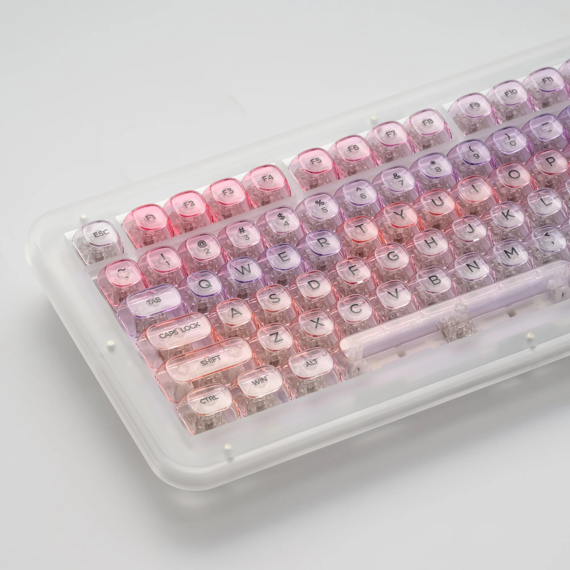 

XVX Gradient Purple Transparent MOA Keycaps for Mechanical Keyboards Colorful Rainbow Candy Theme PC Clear Keycaps 125 Keys