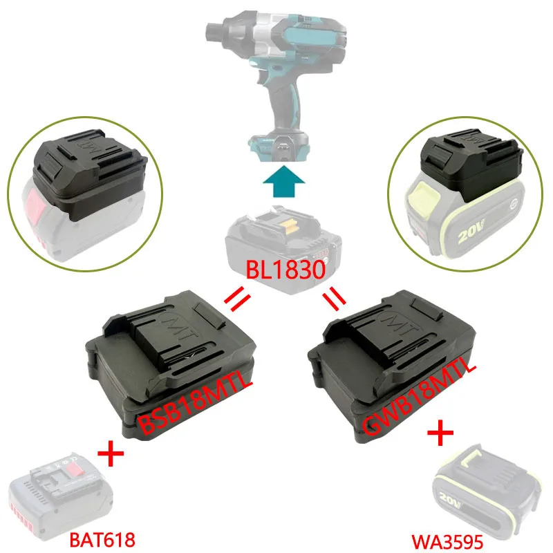 Li-ion Battery Adapter Converter BSB18MTL GWB18MTL for Bosch 18V for Worx Green 5pin Big Foot 20V Battery for Makita Power Tools