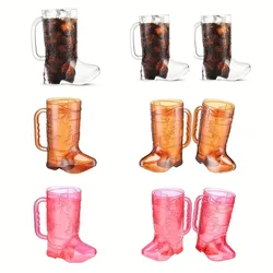 Cowboy Boot Beer Mug Coffee Cup Crystal Shoes Cold Drink Cup Plastic Drinkware Champagne Cocktail Plastic Mugs
