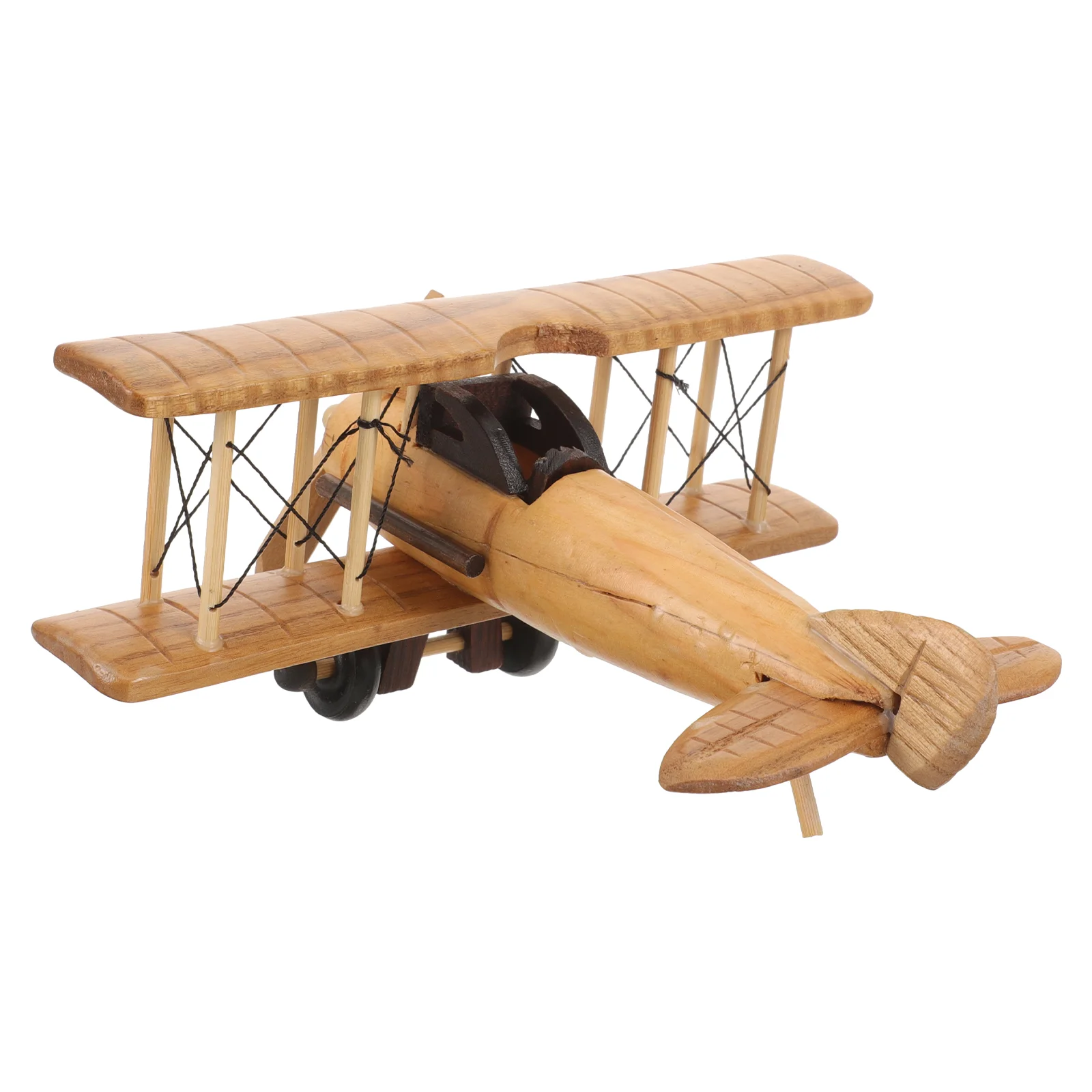 

Retro Wooden Plane Model High Airplane nament Vintage Decor Desktop Miniature Wood Craft Adornment Home Office