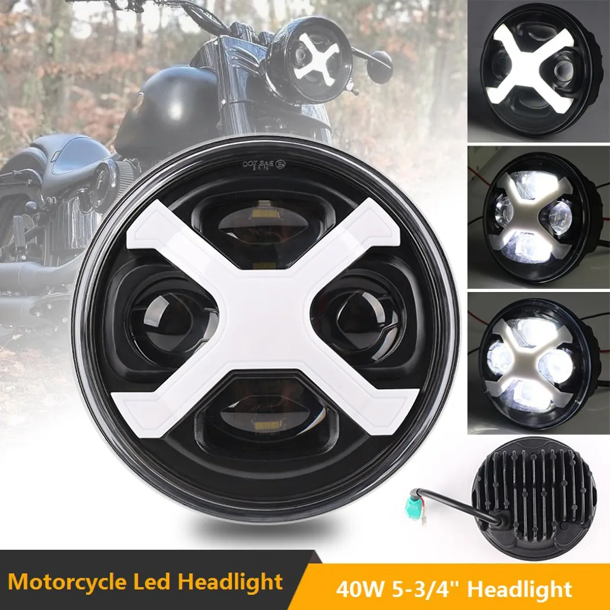 Motorcycle 5.75 Inch Round Led Headlight 40W 5-3/4Inch Headlight for Iron 883 Street Rod Street