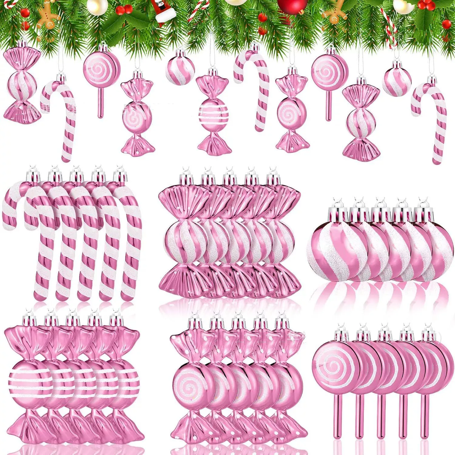 

Liliful Game 30 Candy Decorations Christmas Plastic, Mint, Candy Cane, Palette, To Hang, Pattern With Rope Xmas Candy Ornaments
