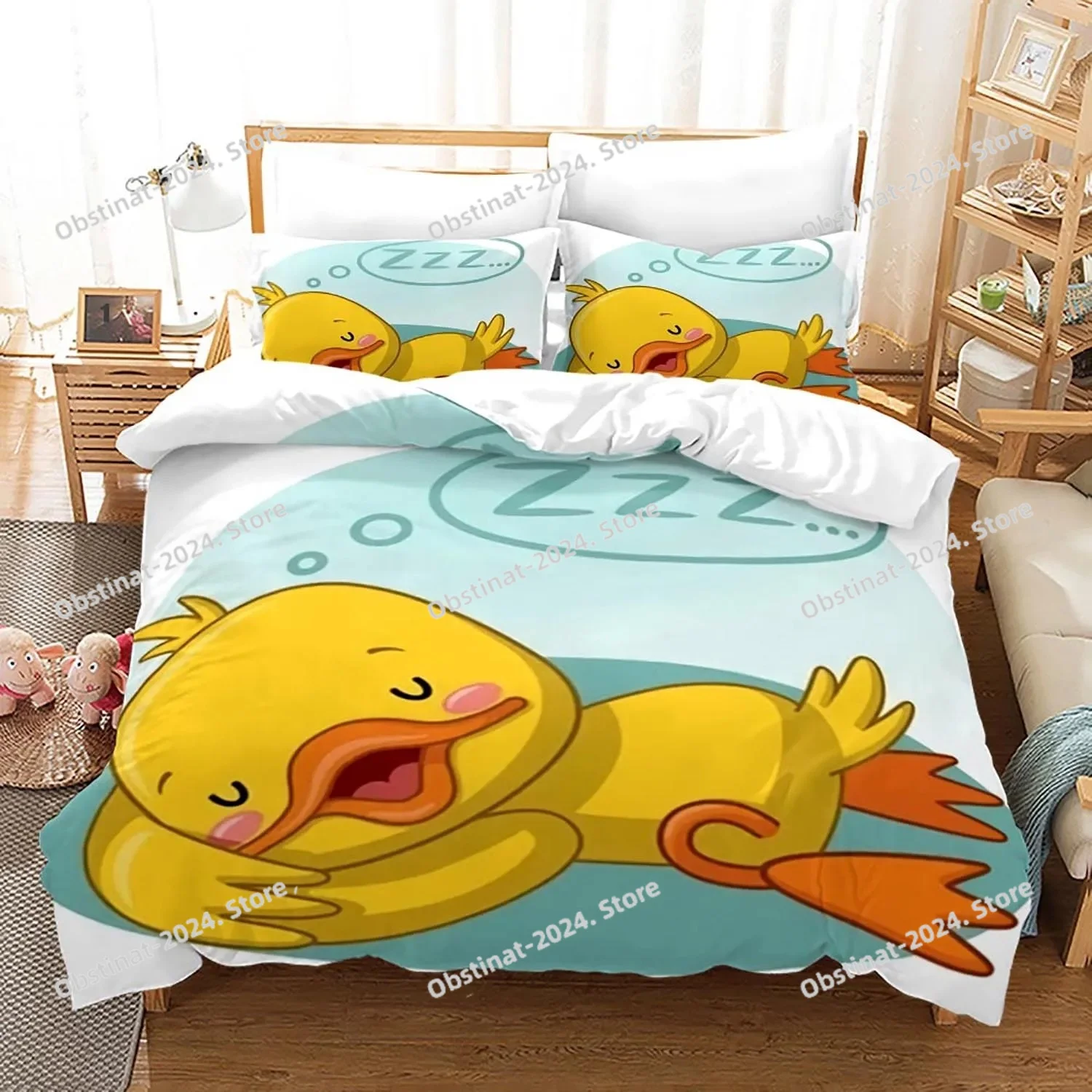 

Yellow duck Bedding Set Single Twin Full Queen King Size Little duck Bed Set Aldult Kid Bedroom Duvetcover Sets 3D Print 020