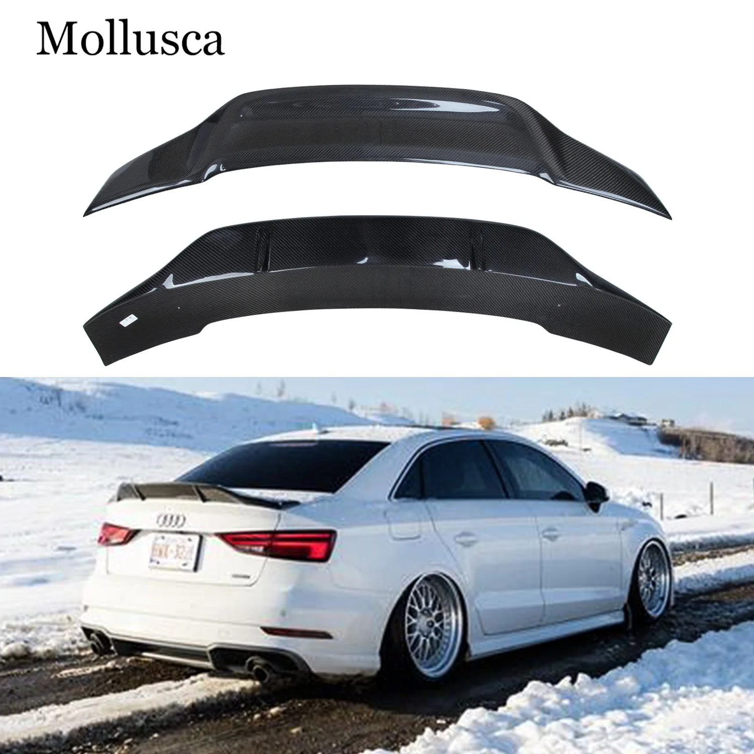 

For AUDI A3 S3 RS3 8V R Style Real Carbon Fiber Material Rear Spoiler Trunk Wing 2013-2020