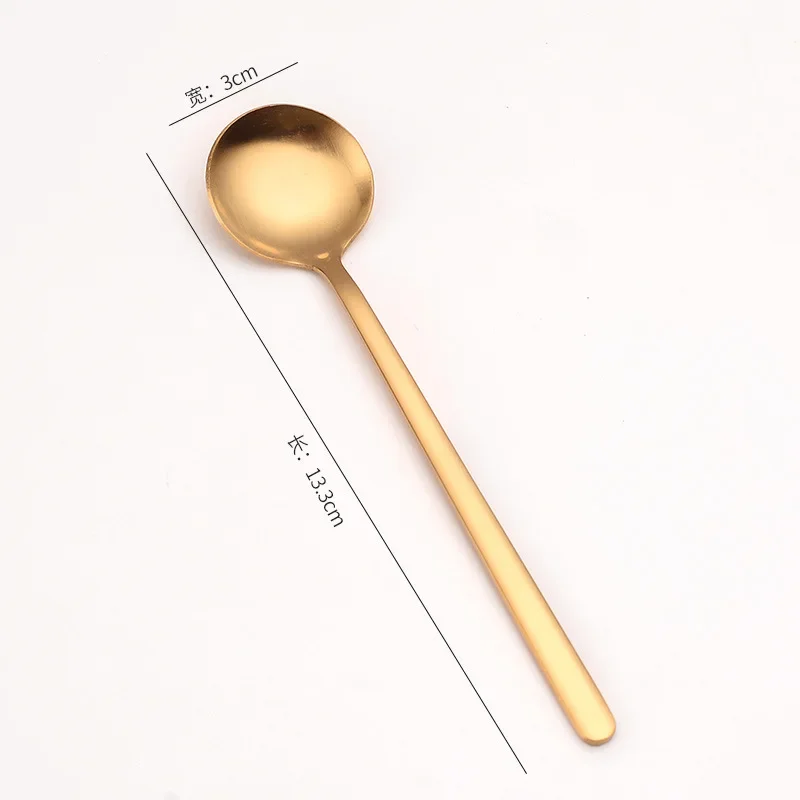 304 Stainless Steel Coffee Spoon Round Head Spoon Korean Style Spoons Honey Dessert Gift Mixing Spoon