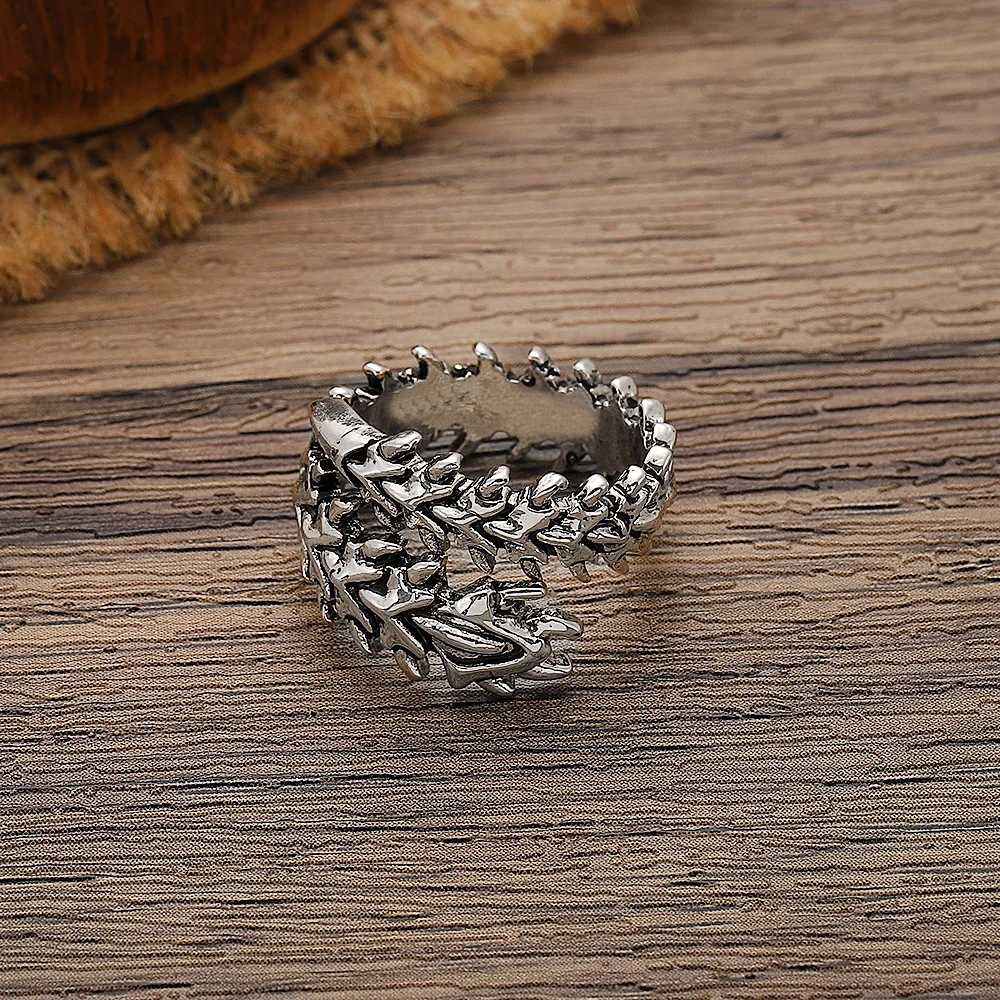 Vintage Gothic Keel Spine Rings For Women Men Antique Silver Hyperbole Centipede Open Ring Hip Hop Jewelry Y2K Fashion Rings