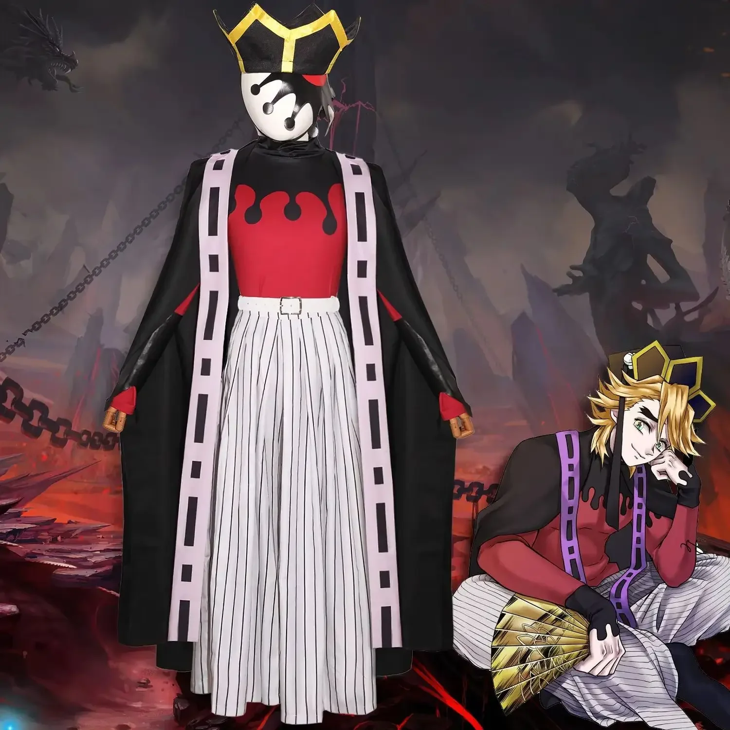 

Anime Character Upper Moon Two Douma Cosplay Kimono Set - Unisex Halloween Carnival Premium Costum