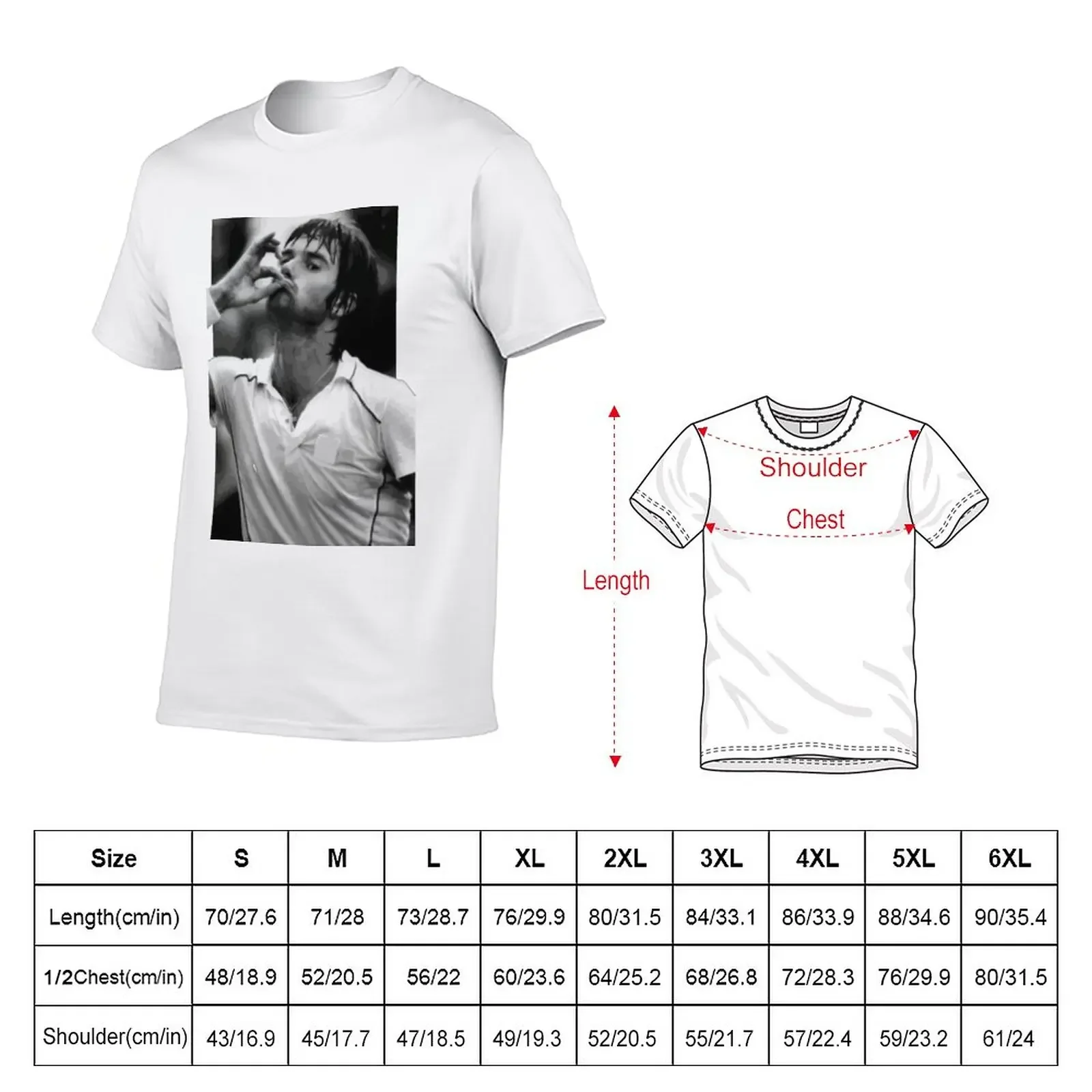 New Jimmy connors 70s T-Shirt plain t-shirt Anime t-shirt men clothes