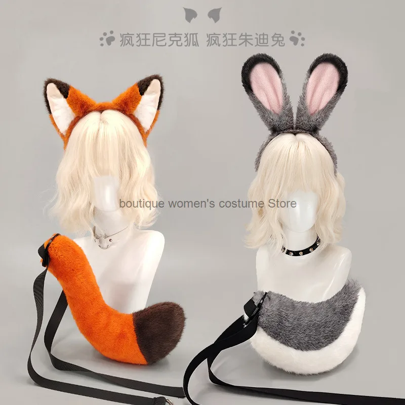 할로윈 코스프레 동물 머리띠 여우 파티 공연 소품 닉 여우 귀 머리띠 여우 꼬리 세트
