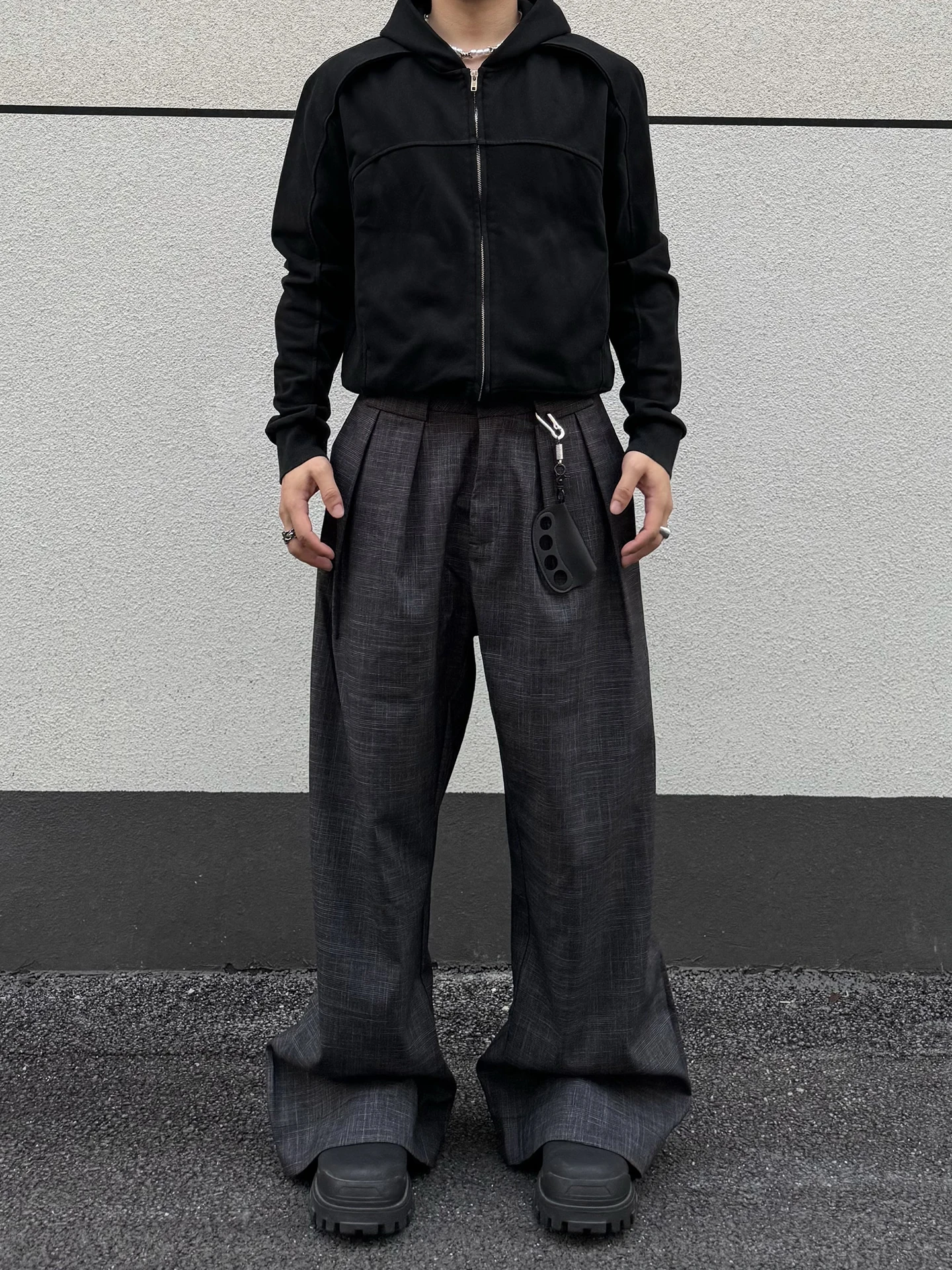 

American Retro Cleanfit Folded Drapey West Pants High-End Loose Straight Casual Trousers for Men Polyester Fiber Straight Leg...