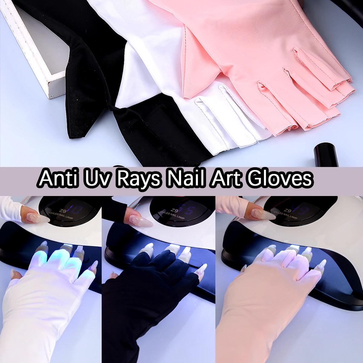 UV Gloves for Gel Manicures Fingerless UV Light Gloves for Gel Nails,UV Nails Gloves Manicure Gloves UV Protection Gloves