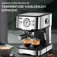 HiBREW Coffee Machine Cafetera 20 Bar Espresso inox Semi Automatic Expresso Cappuccino Hot Water Steam Temperature Display
