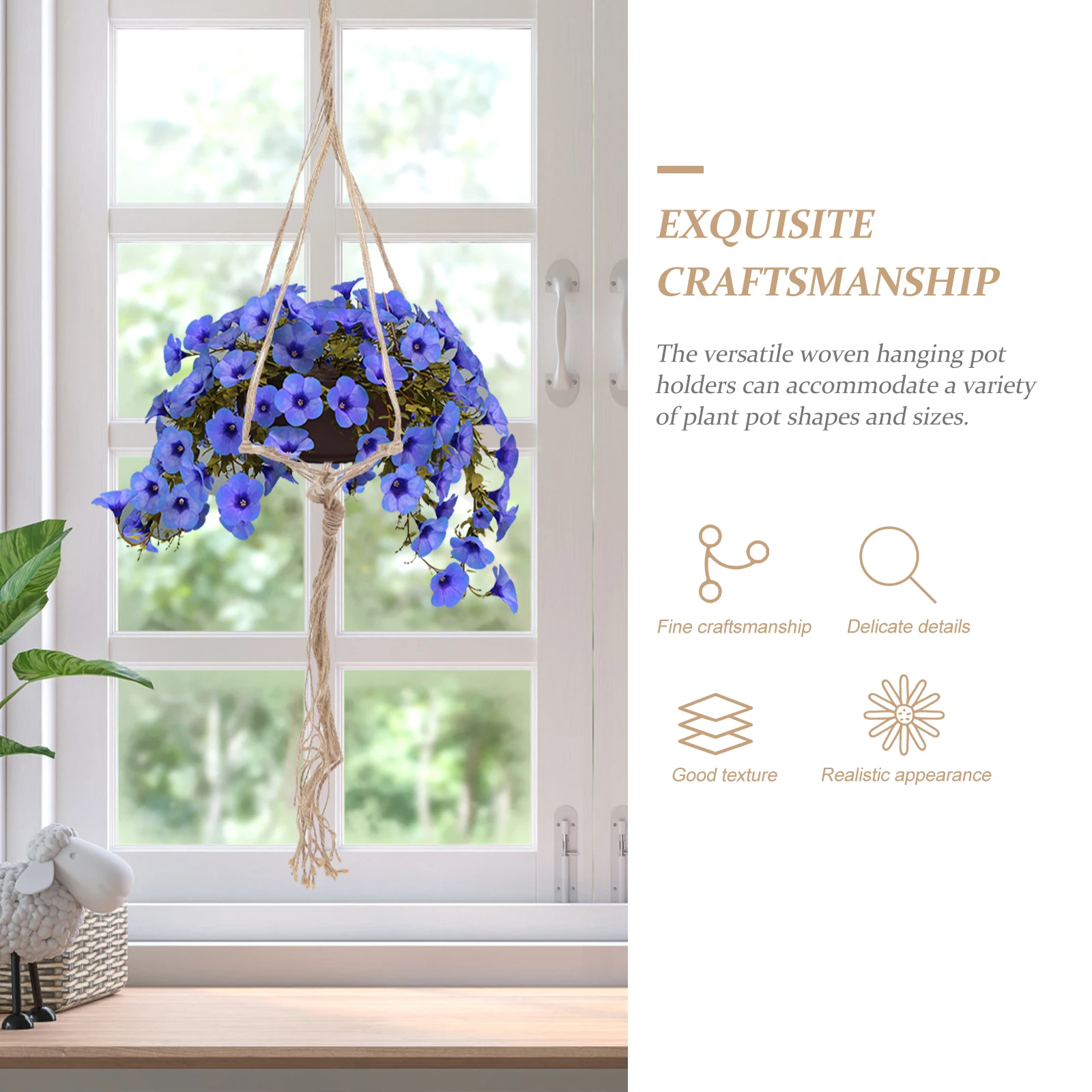 

3 Pcs Hanging Flower Pot Net Cotton Rope Macrame Plant Hanger Woven Basket Vases Balcony Garden Greening Project
