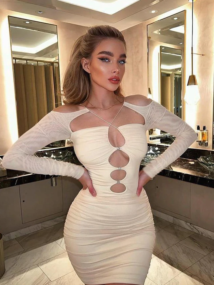 

2024 Y2K sexy new retro women's new lace original party sexy hollow long-sleeved dress
