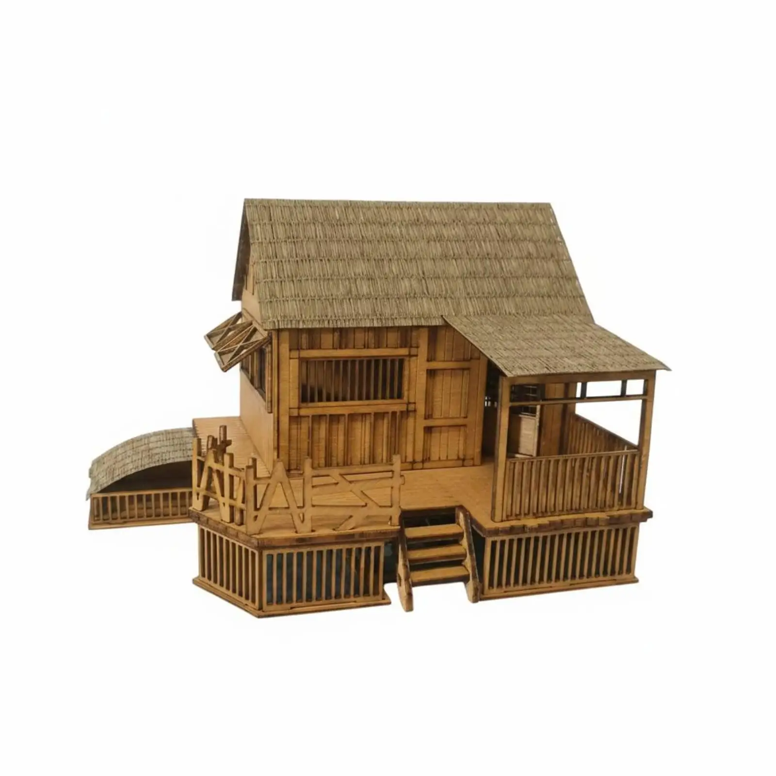 Miniature House Display Rustic Handcrafted Wooden Hut Micro Building Collectible Decor for Living Room and Shelf