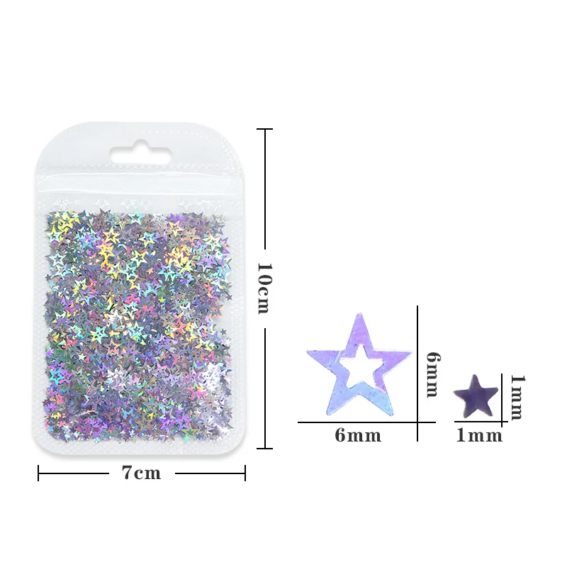 2g Bag Laser Hollow Star Glitter Nail Art Decoration