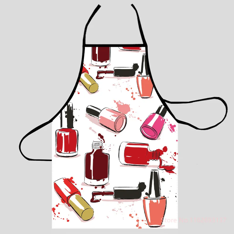 Fashion Design Nail Polish Apron Store Logo For Women Gift Oxford Fabric Cleaning Pinafore Home Cooking Accessories Apron