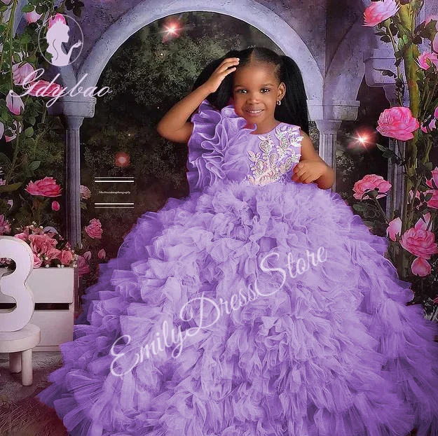 Vestido de niña de flores rojas vino para boda, tul en capas, vestido de princesa hinchado sin mangas, vestido de primera comunión de cumpleaños para bebé