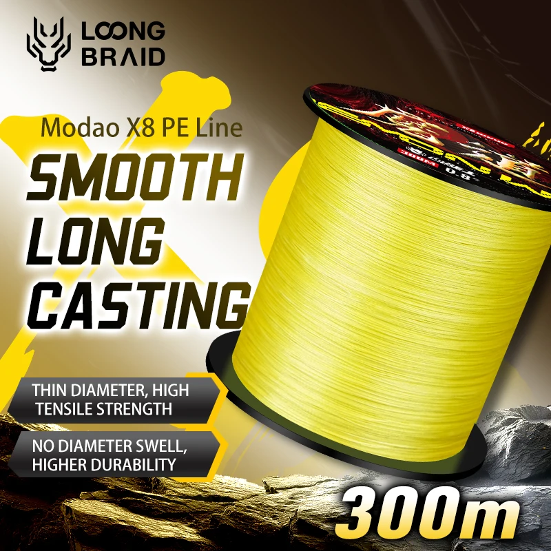 LOONG BRAID X8 PE Fishing Line 100M 300M 8 Strand Braid Fishing Line Super Pull Wear Resistant Line for Freshwater Seawater