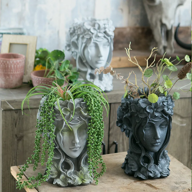 

Ceramic Succulent Pot Creative Human Face Statue Ceramic Flower Pots Mini Plant Planters For Desktop Indoor Home Decoration