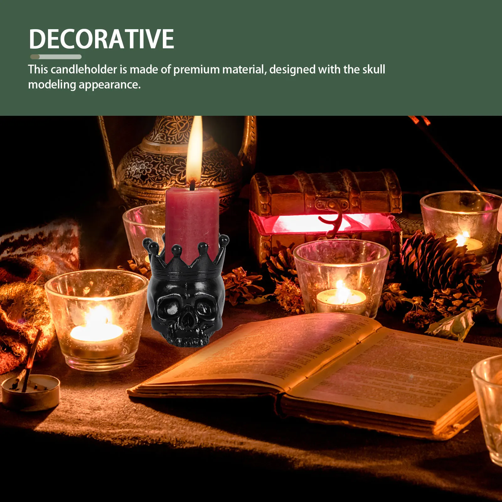 

1Pcs Premium Skull Shaped Stand Home Restaurant Haunted Decor Unique Design Candleholder Skull Candleholder