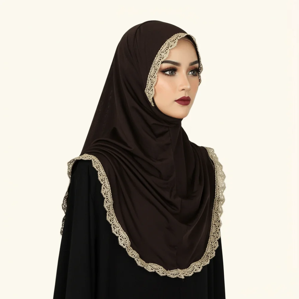 Elegant Embroidered Lace Ethnic Style Scarf Long Bandana Hijab Scarf Thin Malaysian Hijabs Shawl Female